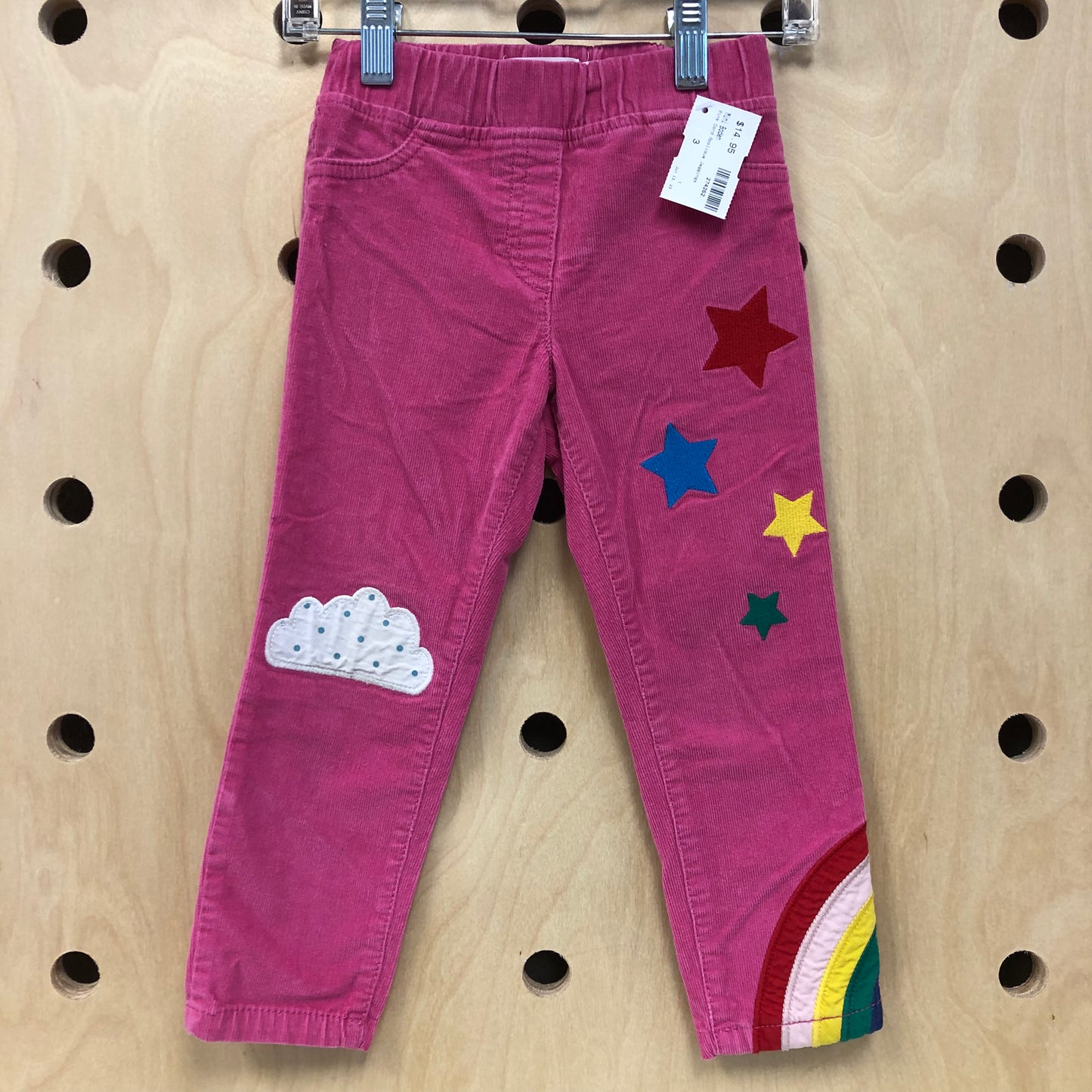 Pink Cord Applique Jeggings