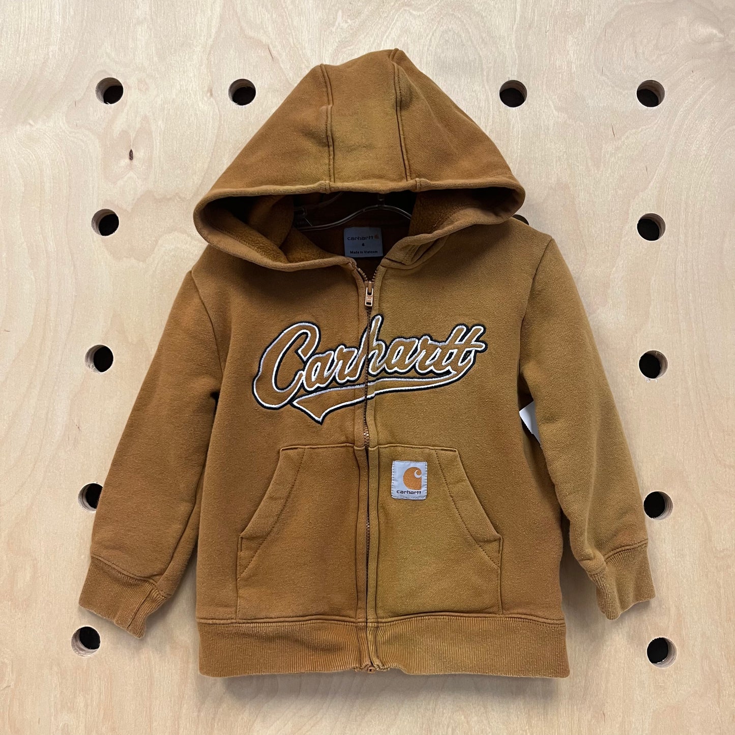 Tan Logo Zip Hoodie