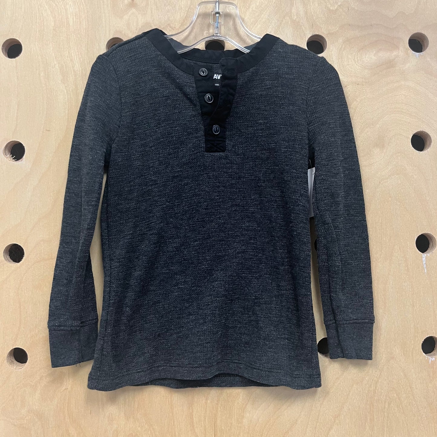 Grey Heathered Henley Long Sleeve