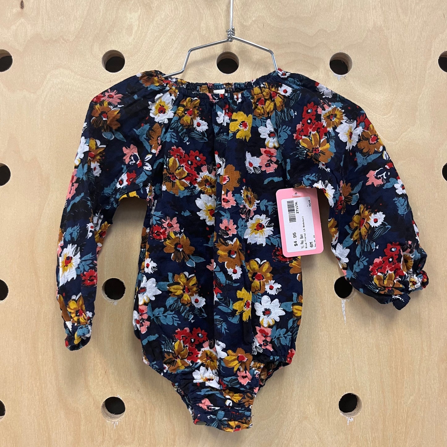 Blue Floral LS Bodysuit