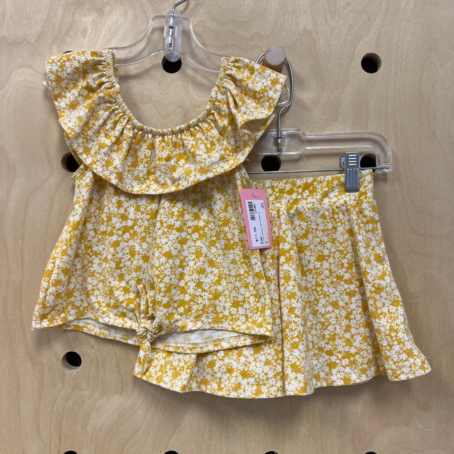 Yellow Floral Top & Skorts