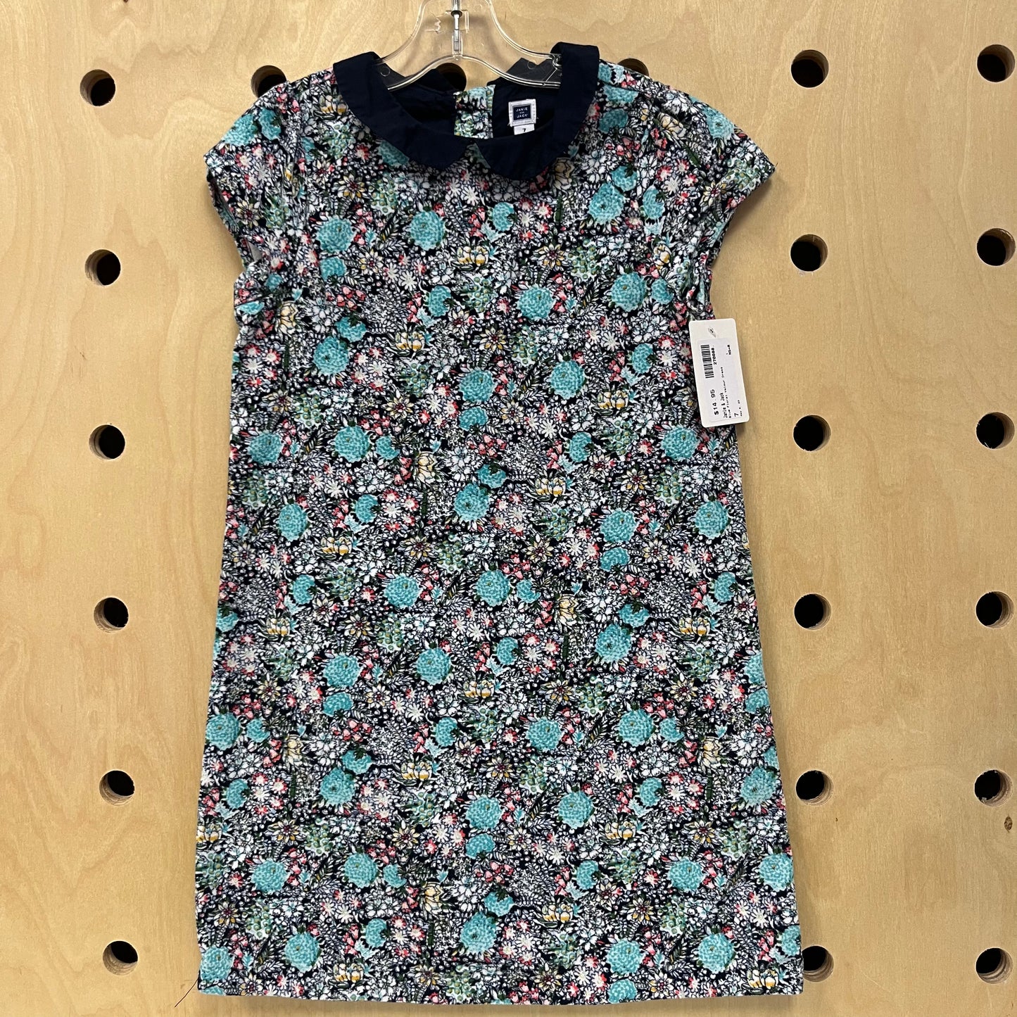 Blue Floral Velour Dress