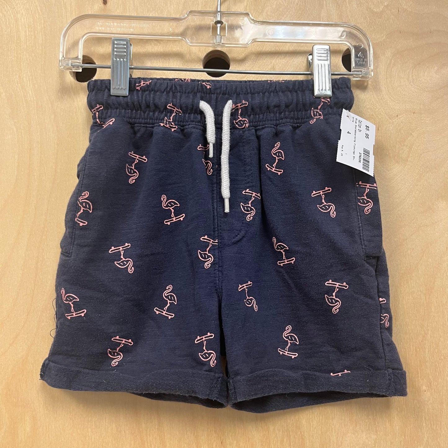 Blue Skateboarding Flamingo Shorts