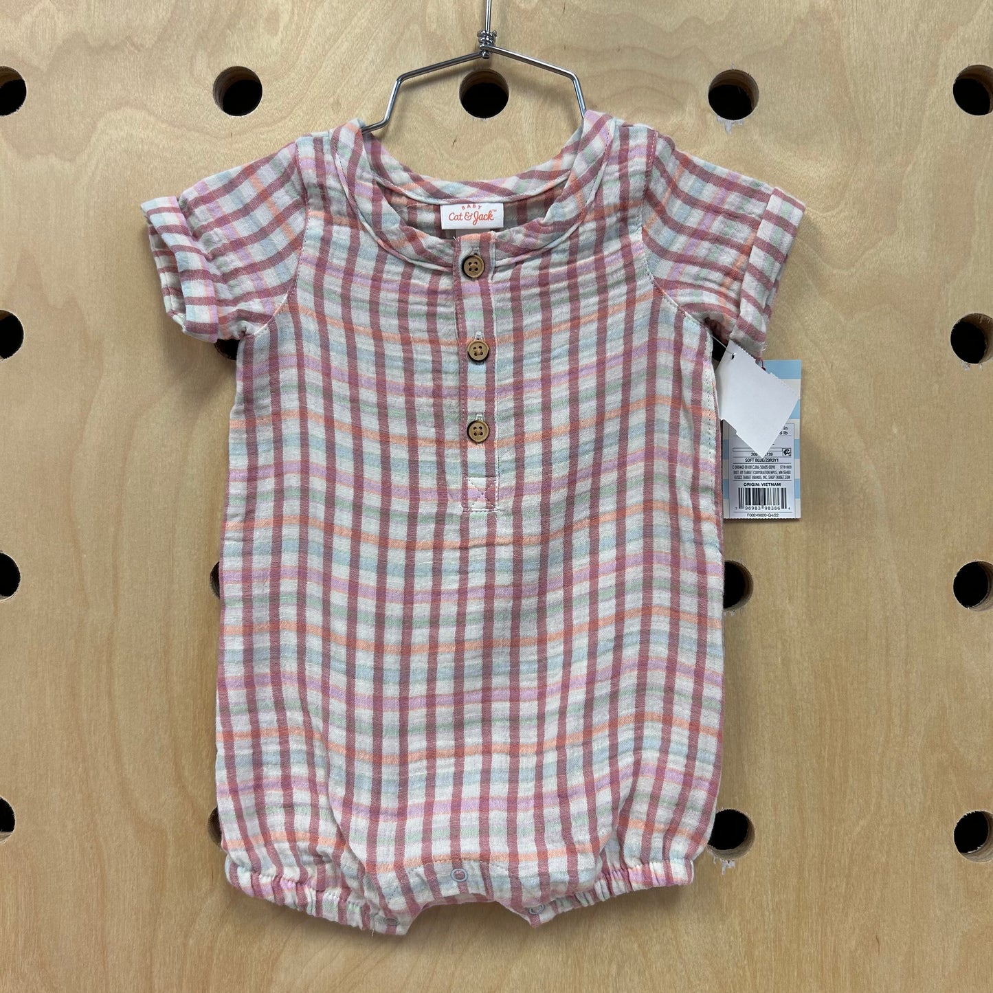 Plaid Multi-Color Button Front Romper NEW!