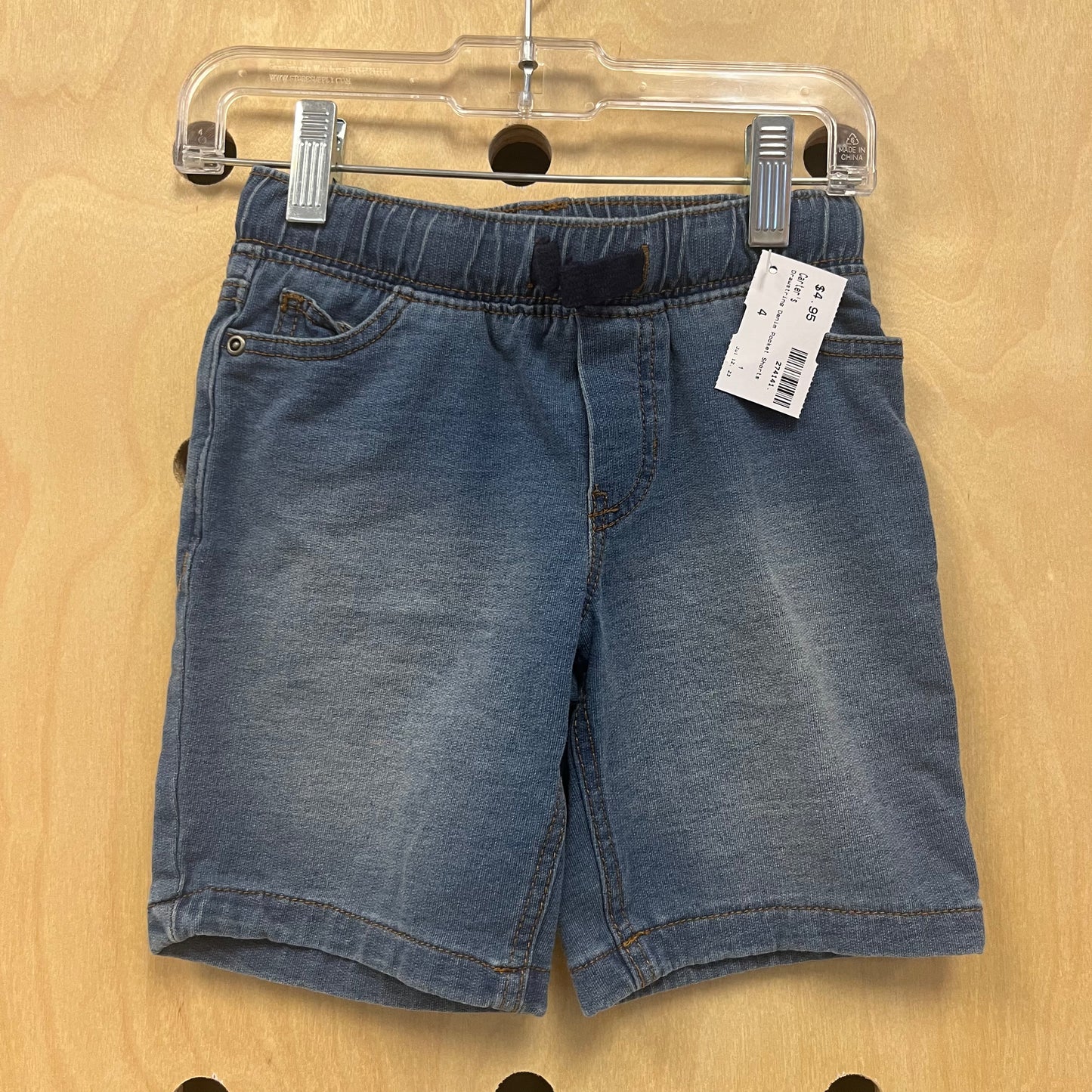 Drawstring Denim Pocket Shorts