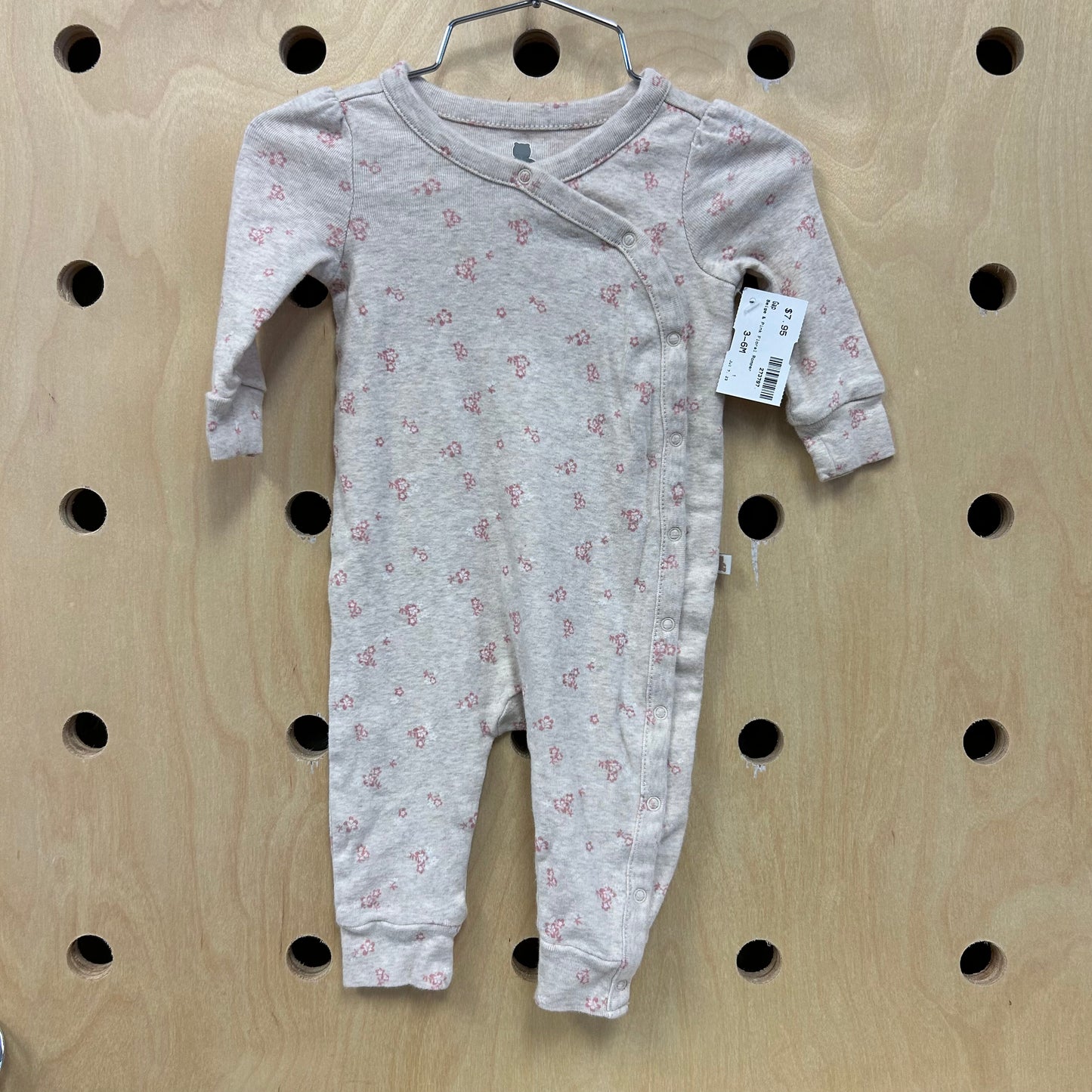 Beige & Pink Floral Romper