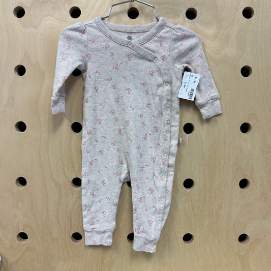 Beige & Pink Floral Romper