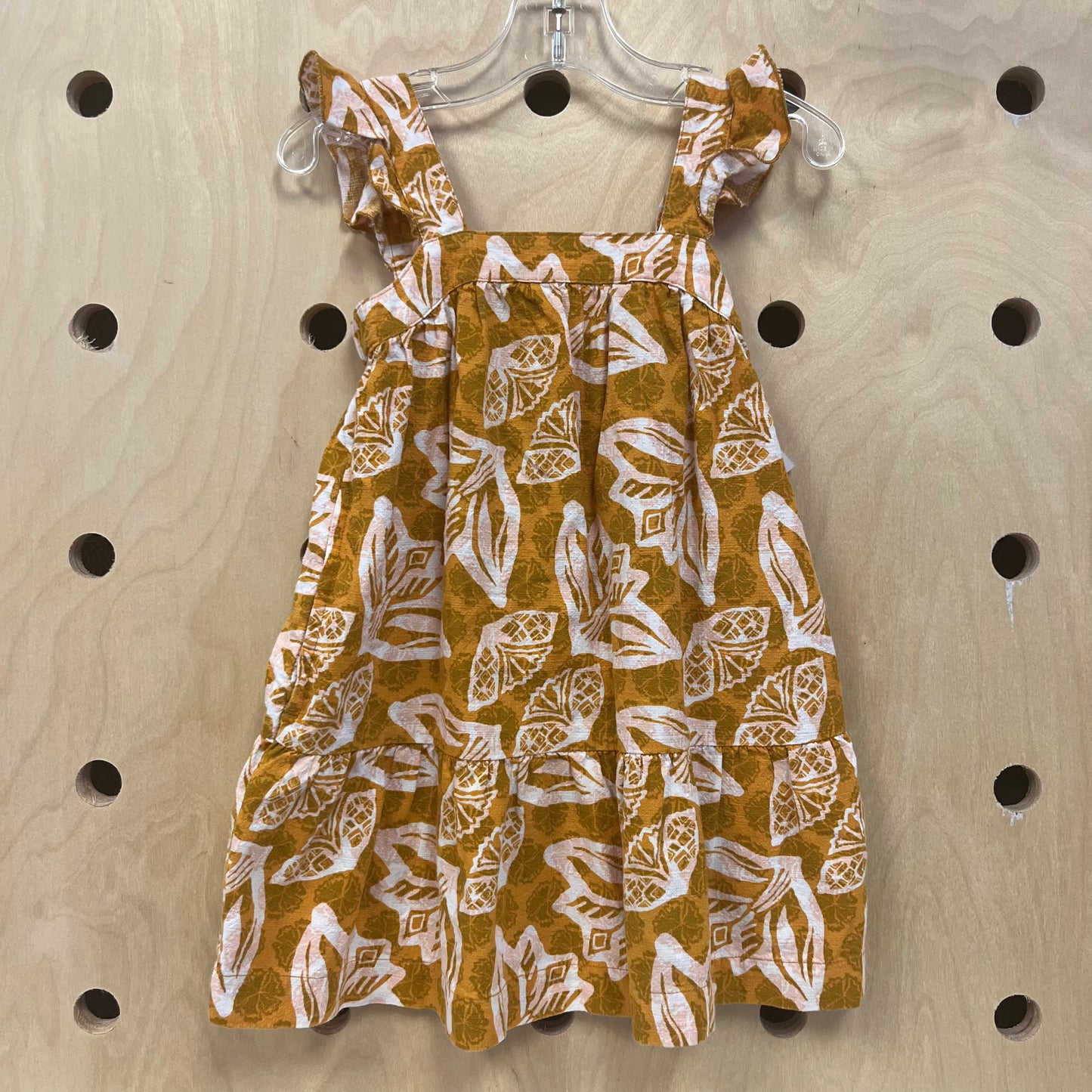 Yellow Floral Ruffle Shoulder Dress