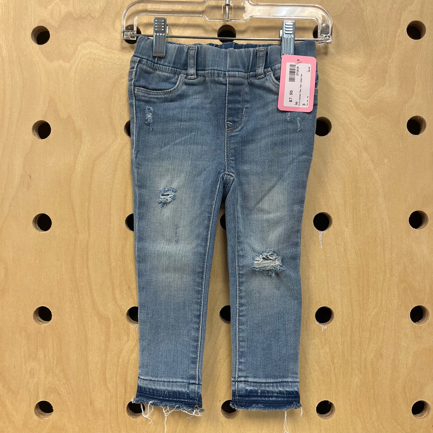 Distressed Raw Hem Jeggings