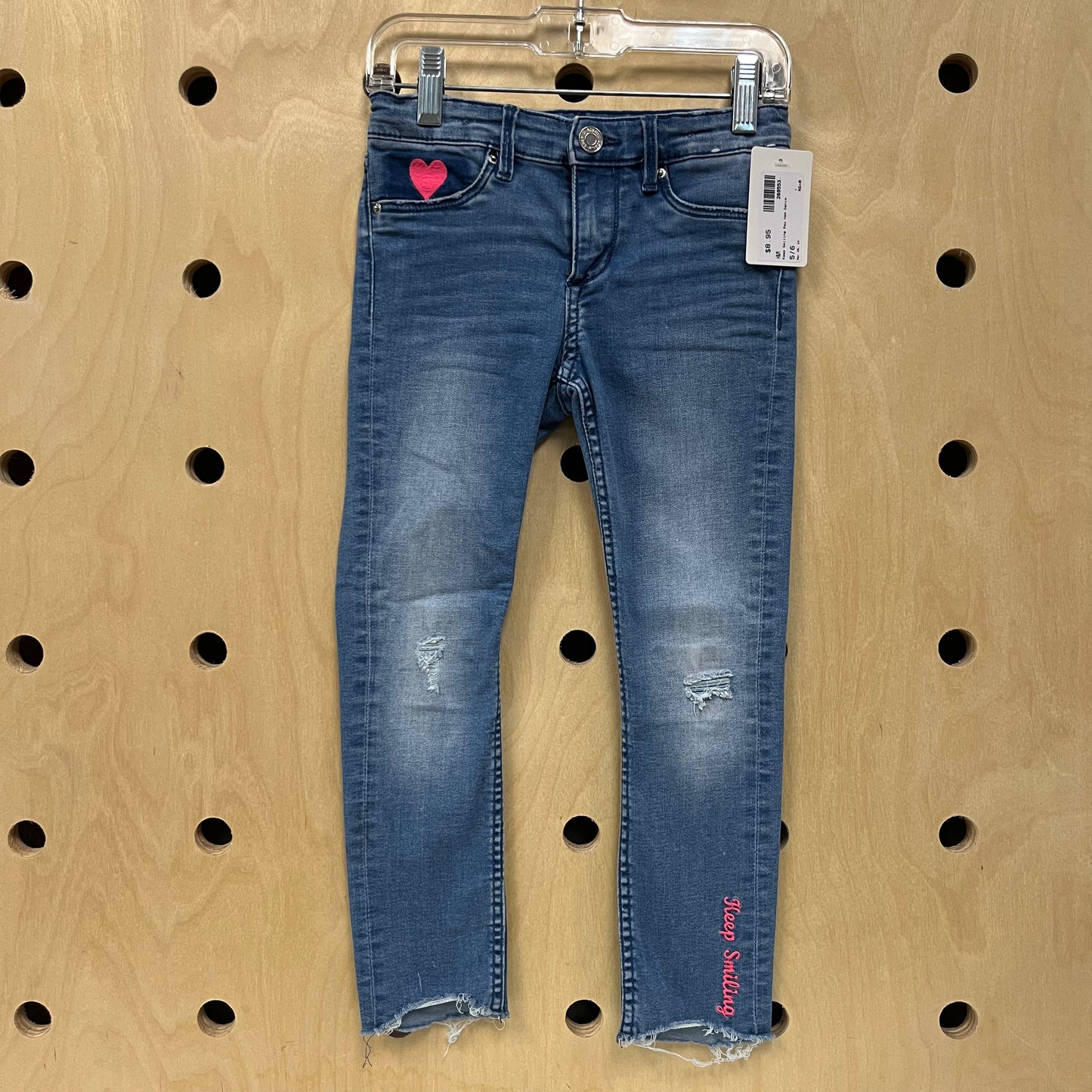 Keep Smiling Raw Hem Denim