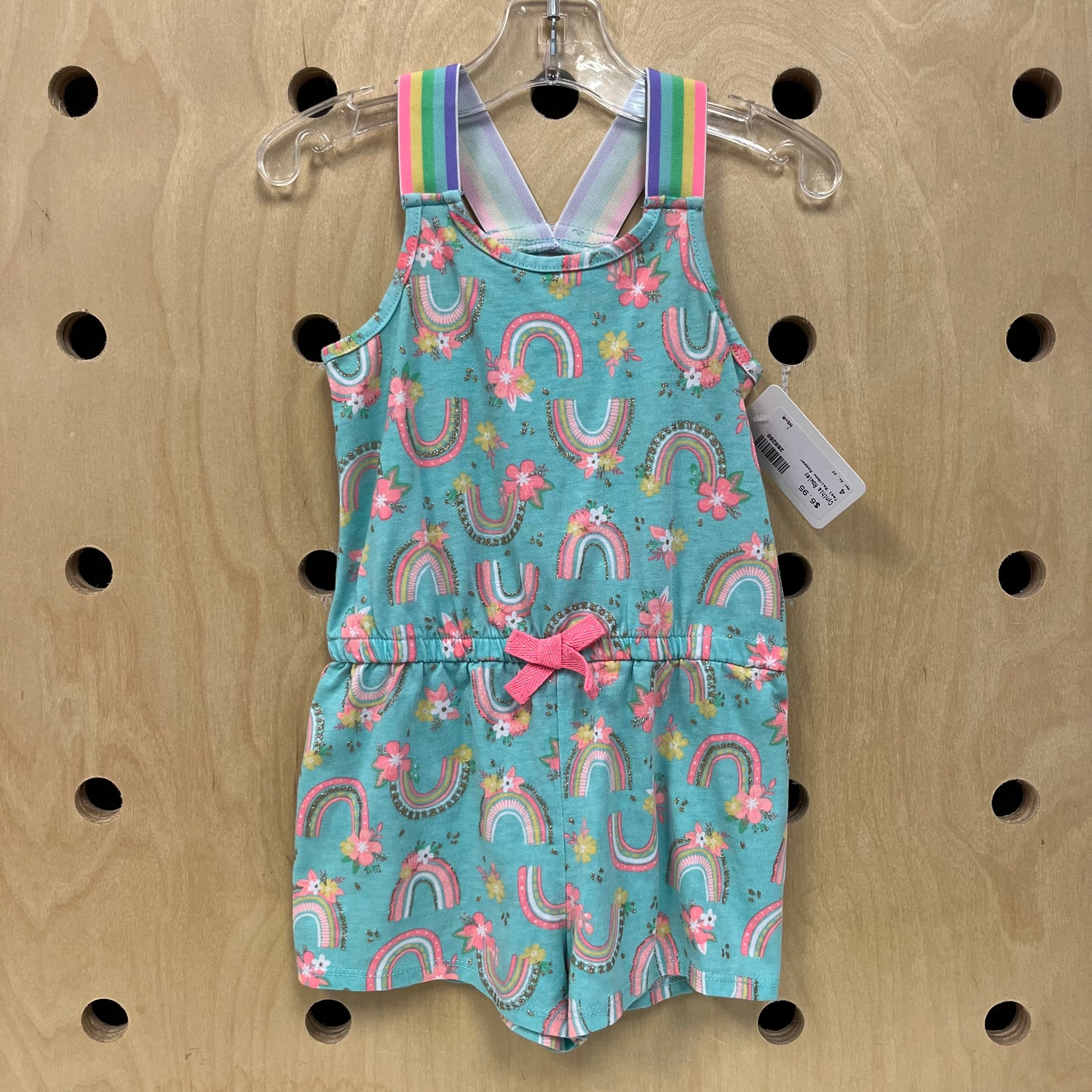 Teal Rainbow Romper