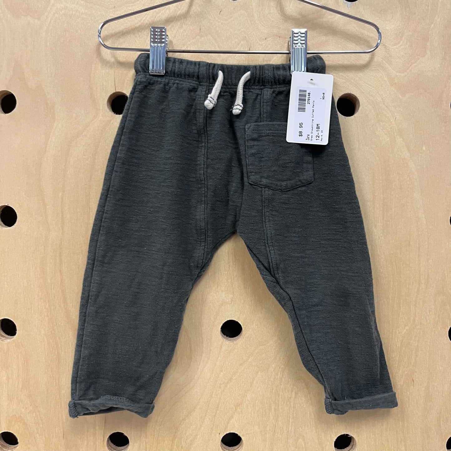 Grey Drawstring Cuffed Pants