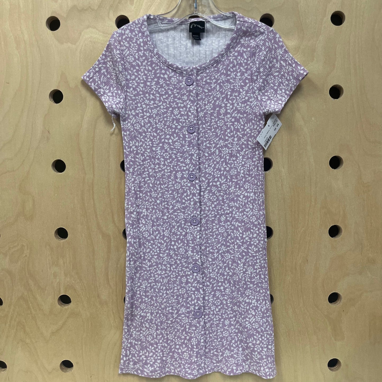 Lavender Floral Ribbed Dress