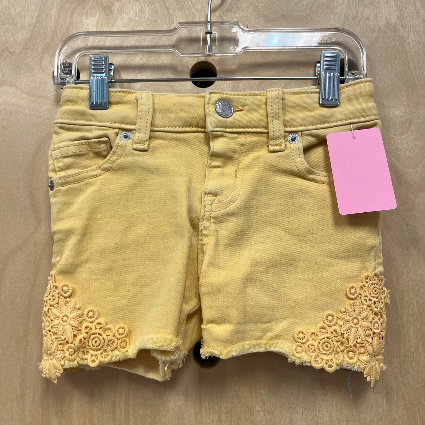 Yellow Lace Detail Denim Shorts