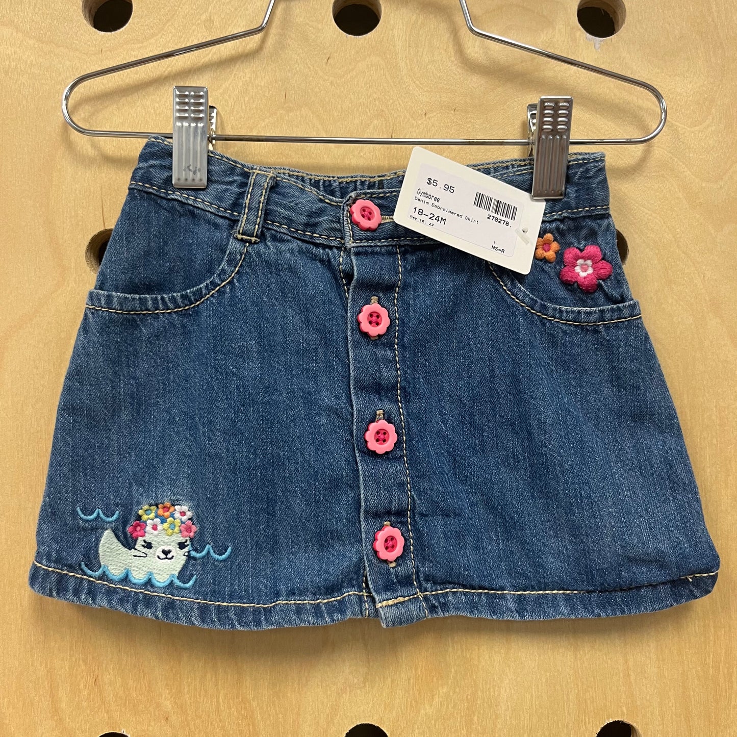 Denim Embroidered Skirt