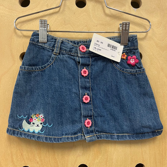 Denim Embroidered Skirt