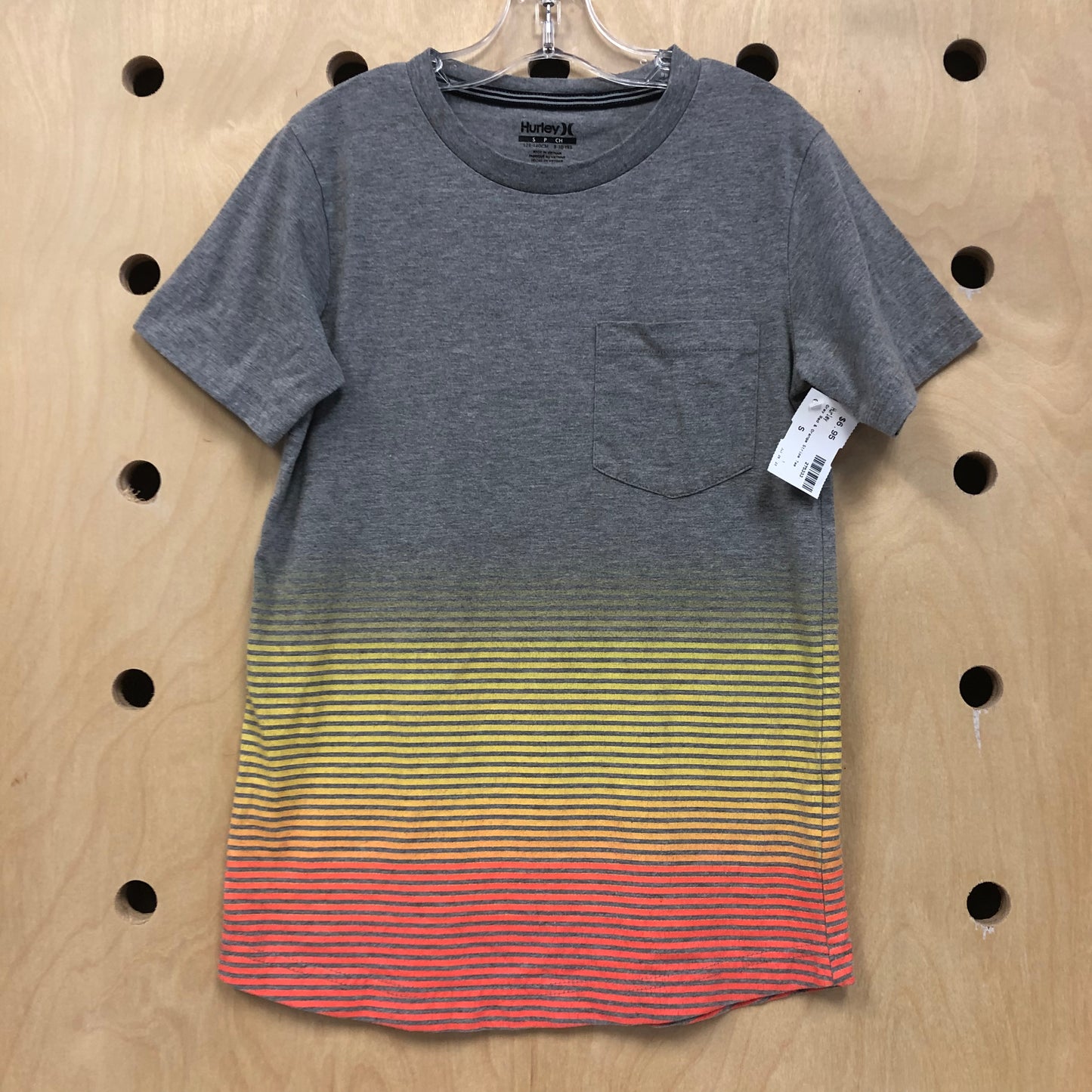 Grey Red & Orange Stripe Tee