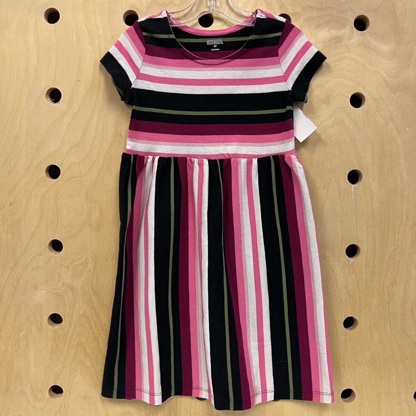 Pink & Green Striped Dress