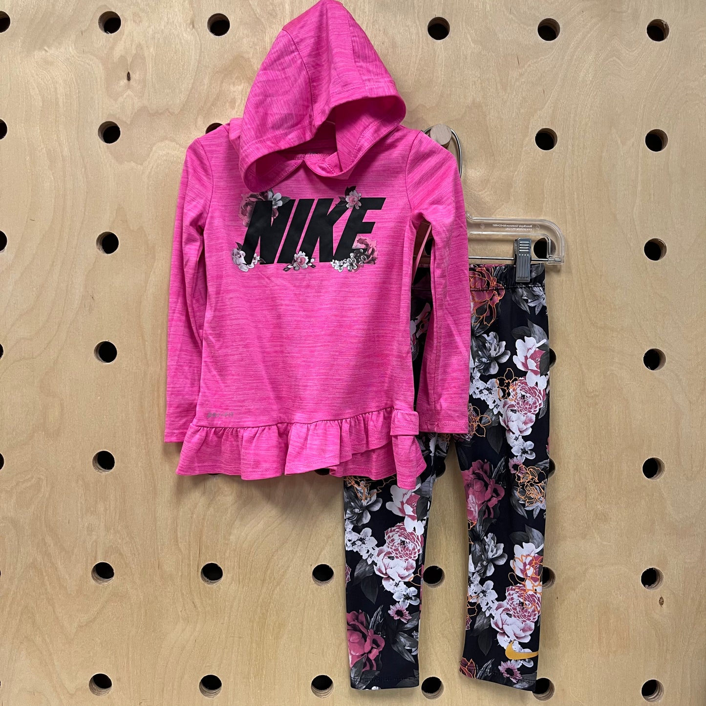 Pink & Black Floral Dri-Fit Outfit