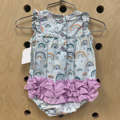 Lavender Striped Ruffle Romper