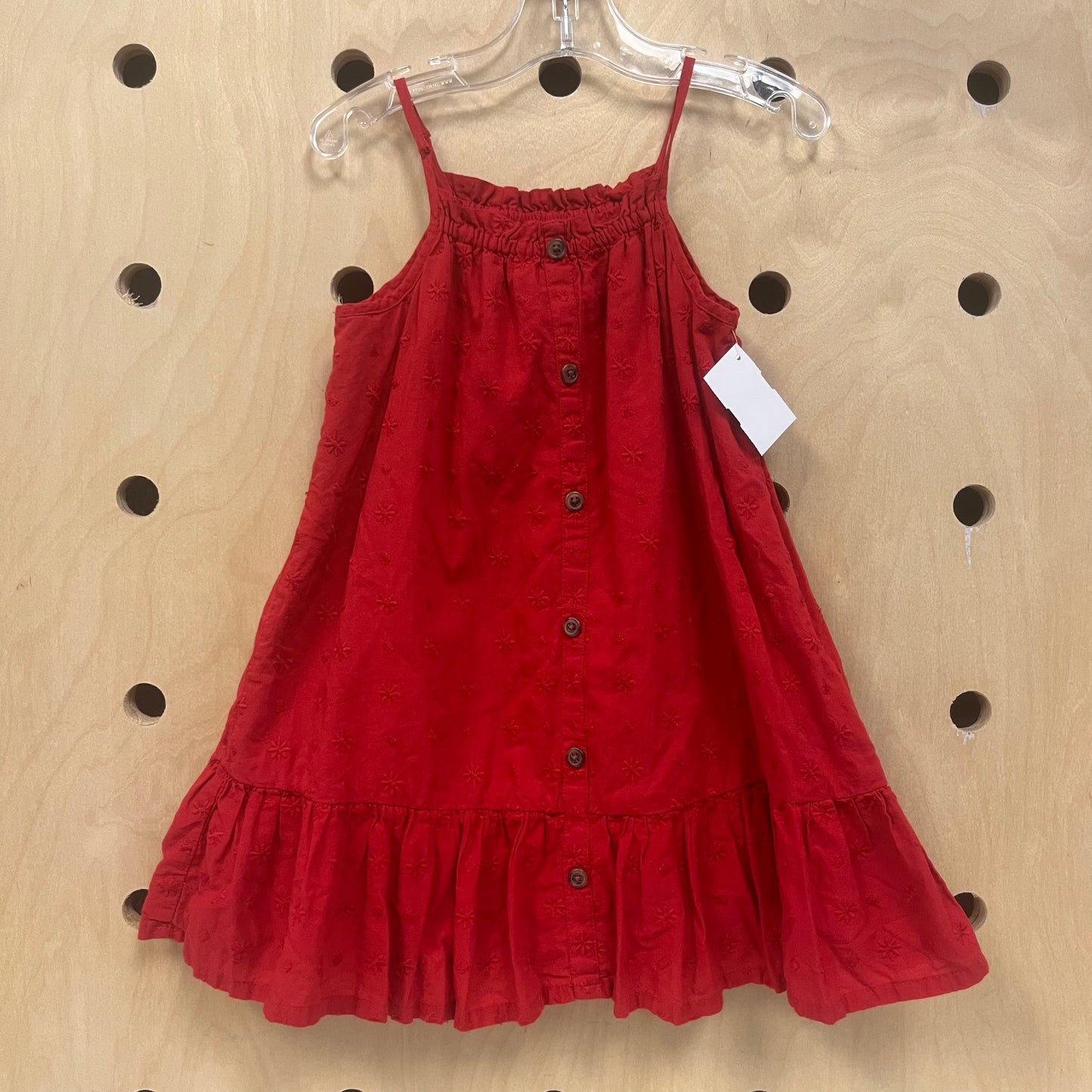 Red Faux Button Tank Dress
