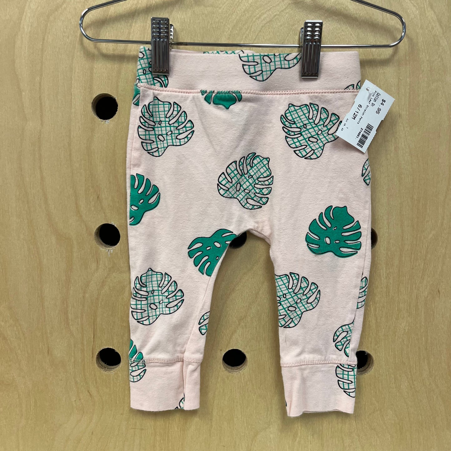 Pink Leaf Stretch Pants