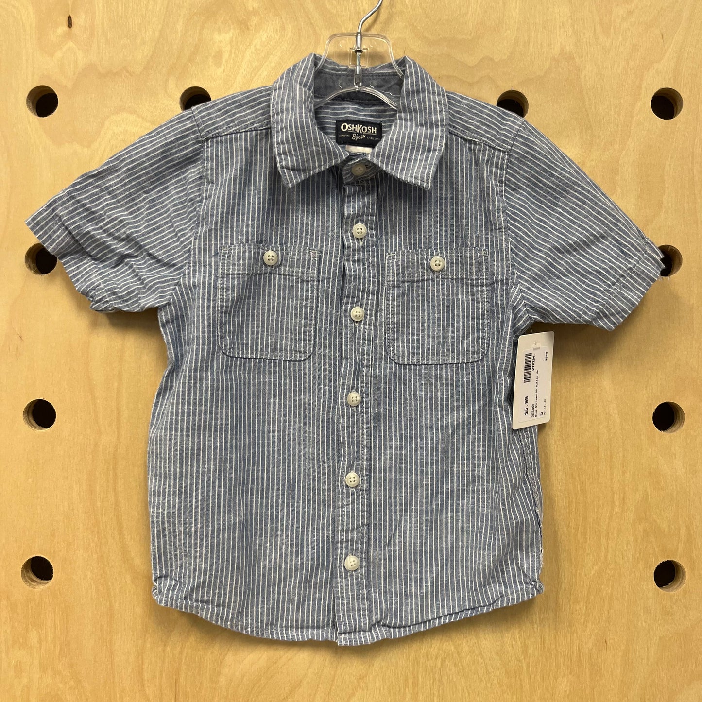 Blue Striped SS Button Up