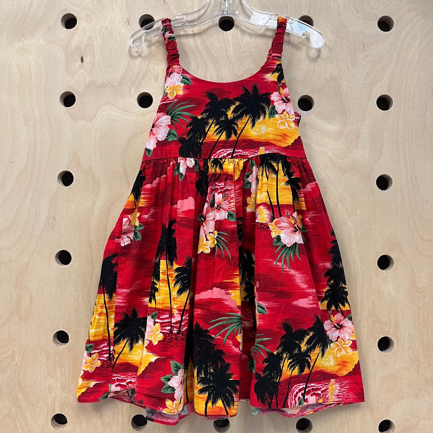 Red Tropical Tie Back Sundress