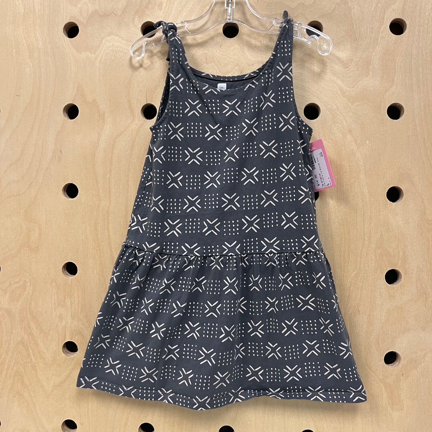Grey & White Tie Shoulder Dress