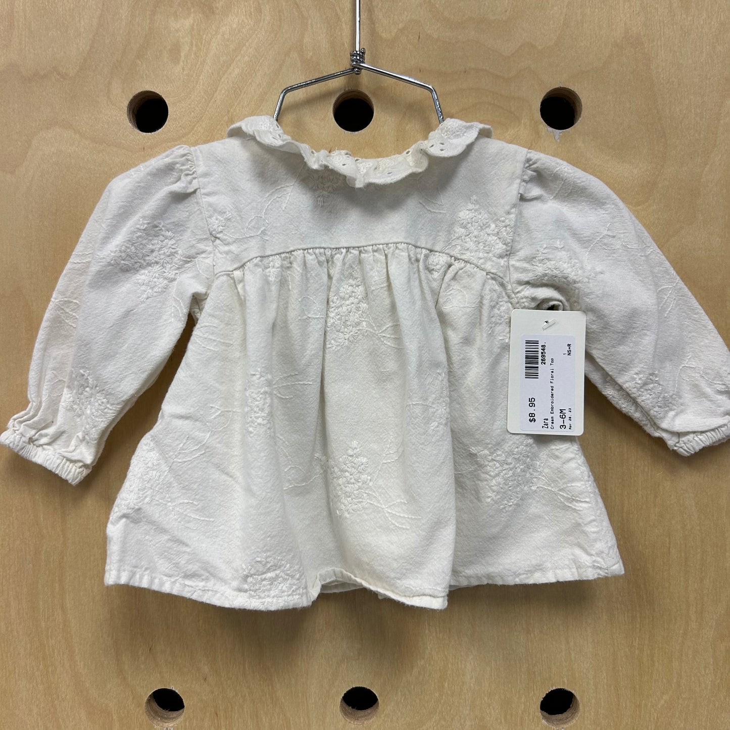 Cream Embroidered Floral Top