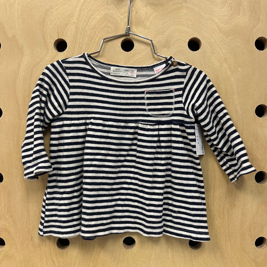 Navy Blue & White Striped Knit Top