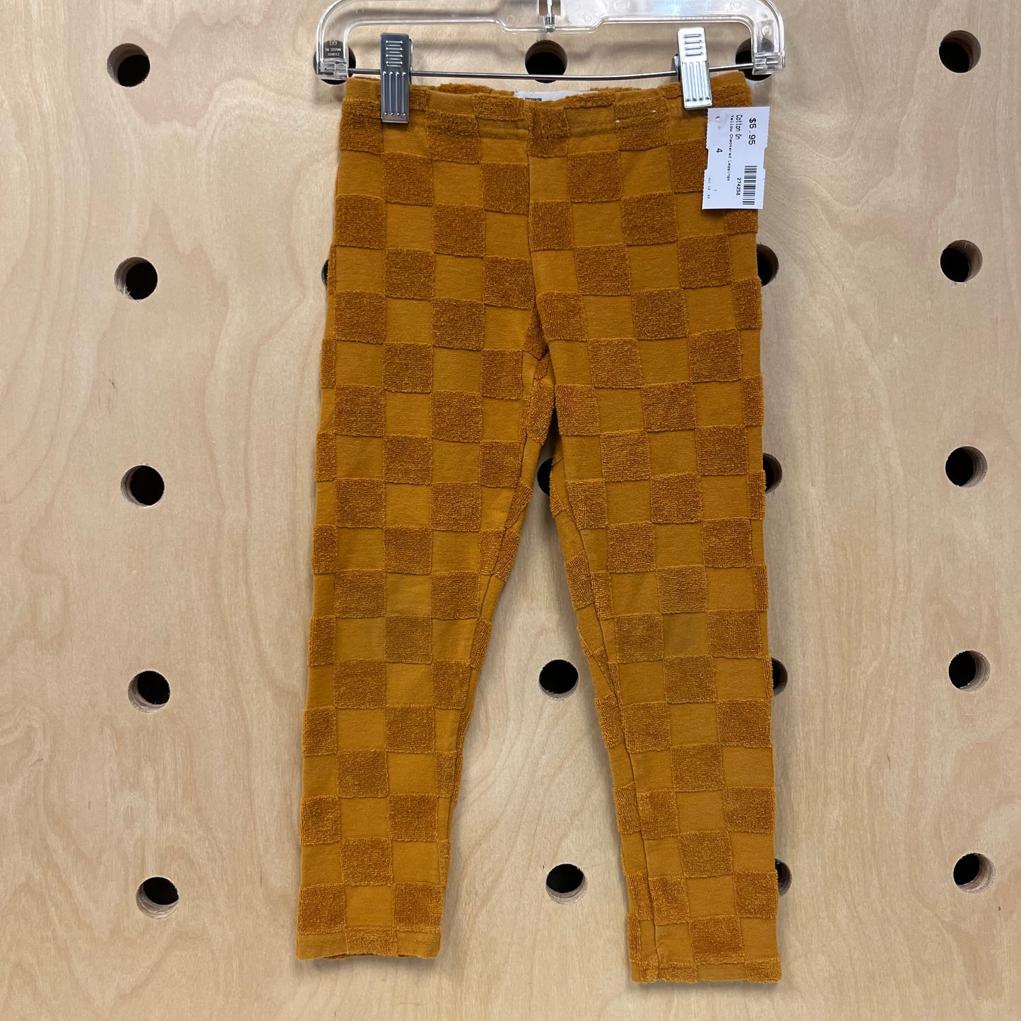 Yellow Textured Checkered Leggings