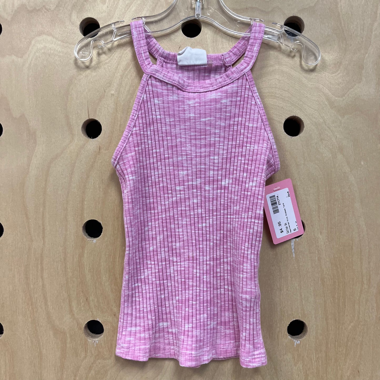 Heathered Pink Ribbed Tank