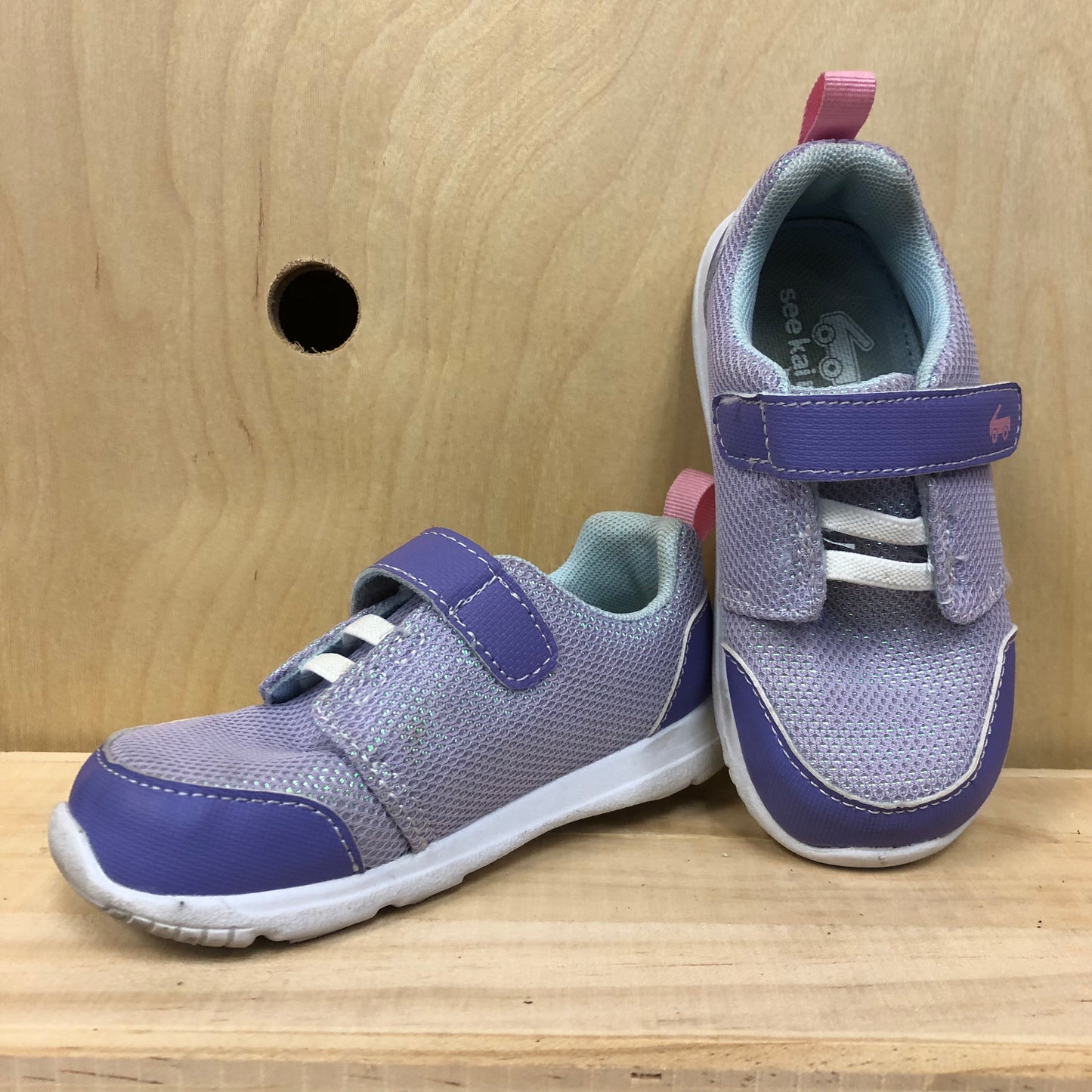 Lavender Velcro Strap Sneakers