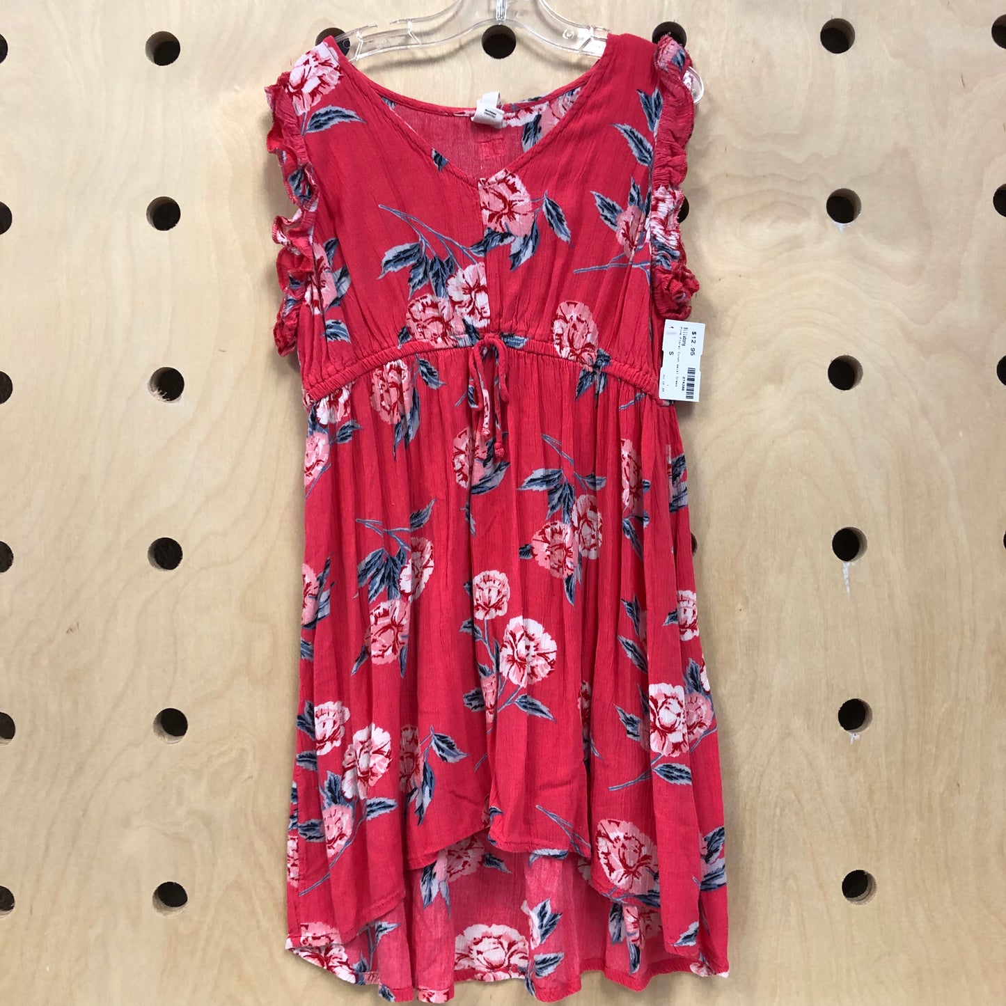 Pink Floral Cinch Waist Dress