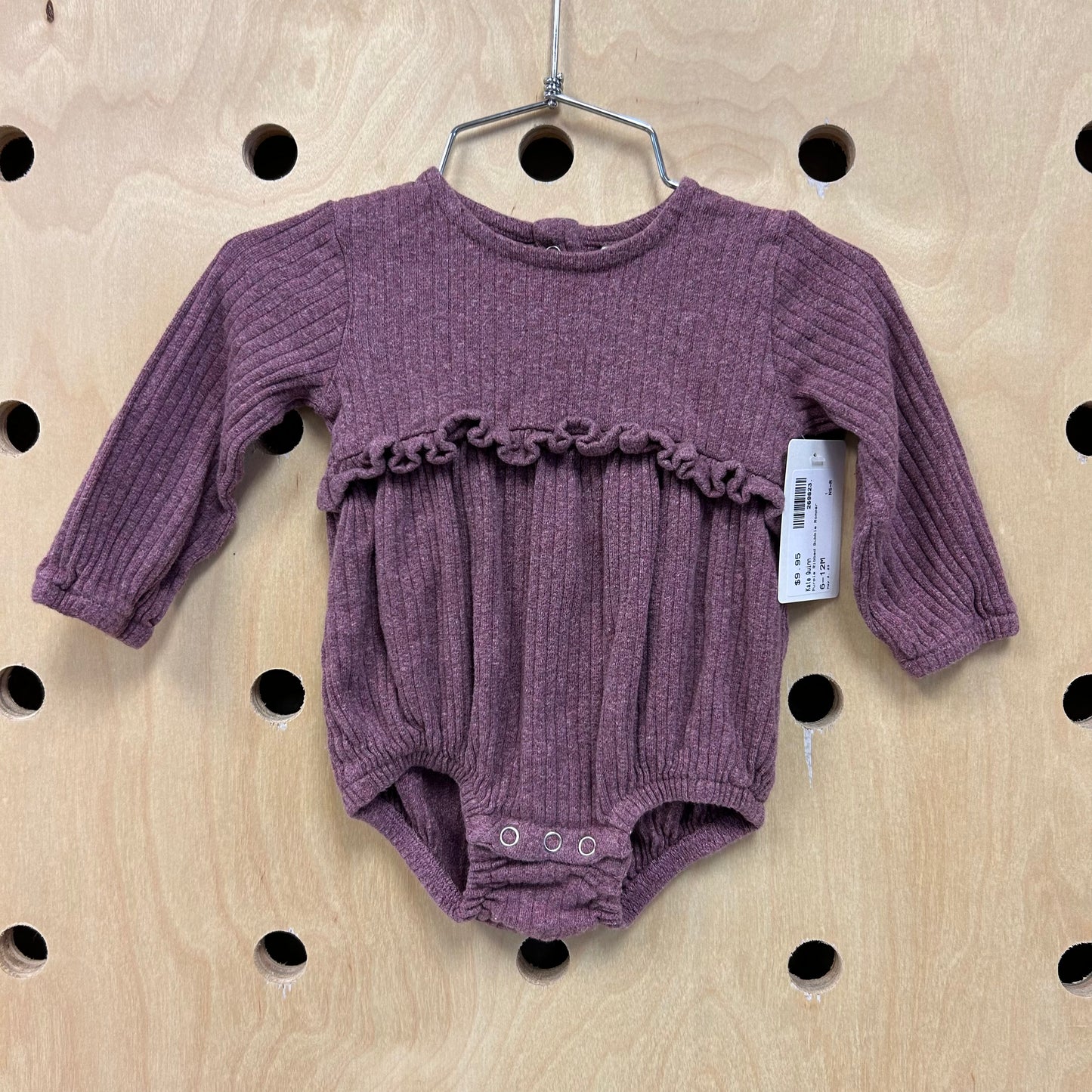 Purple Ribbed Bubble Romper
