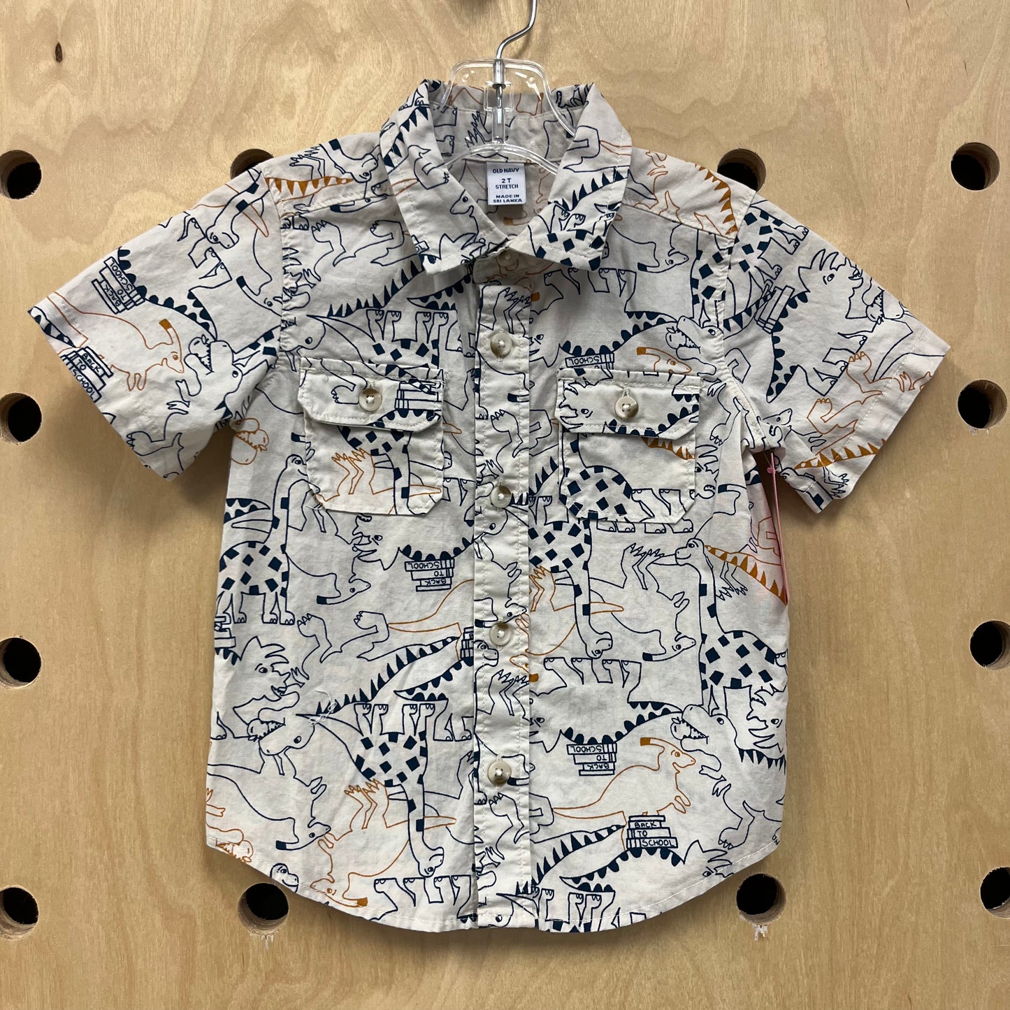 Cream Dino Button Up Shirt
