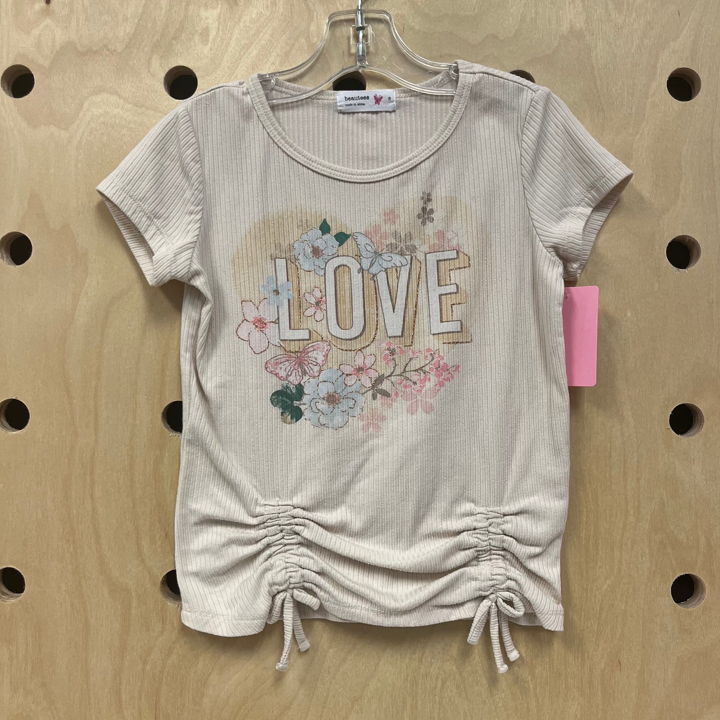 Tan Ribbed LOVE Top
