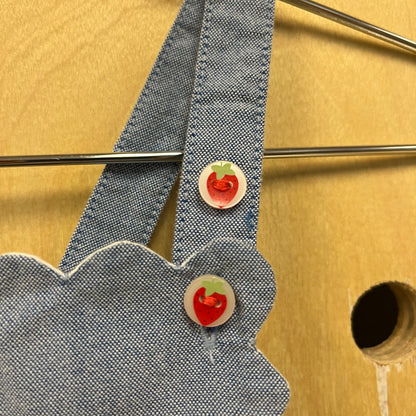 Chambray Strawberry Bubble ROmper