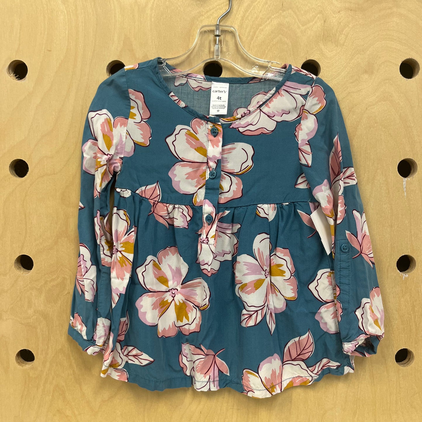 Blue Floral Long Sleeve Top
