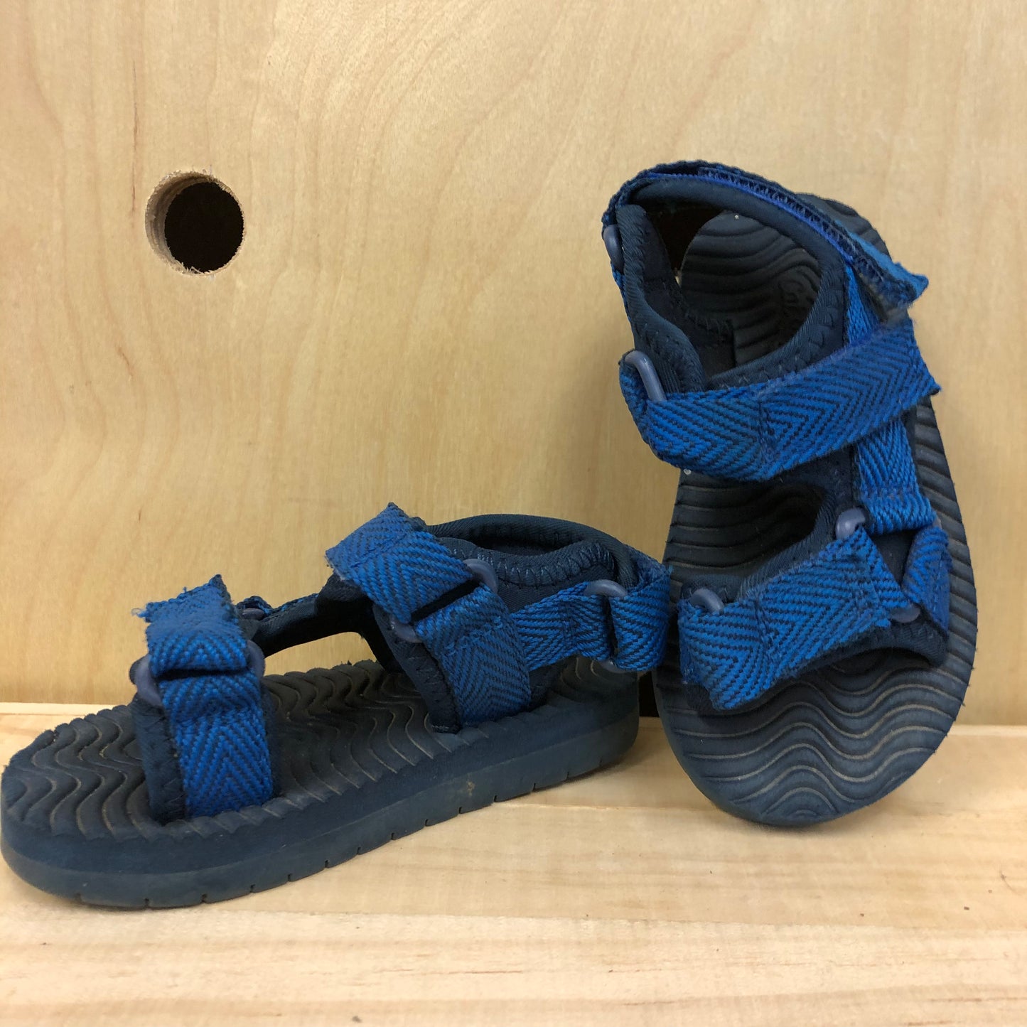 Blue Velcro Strap Sandals