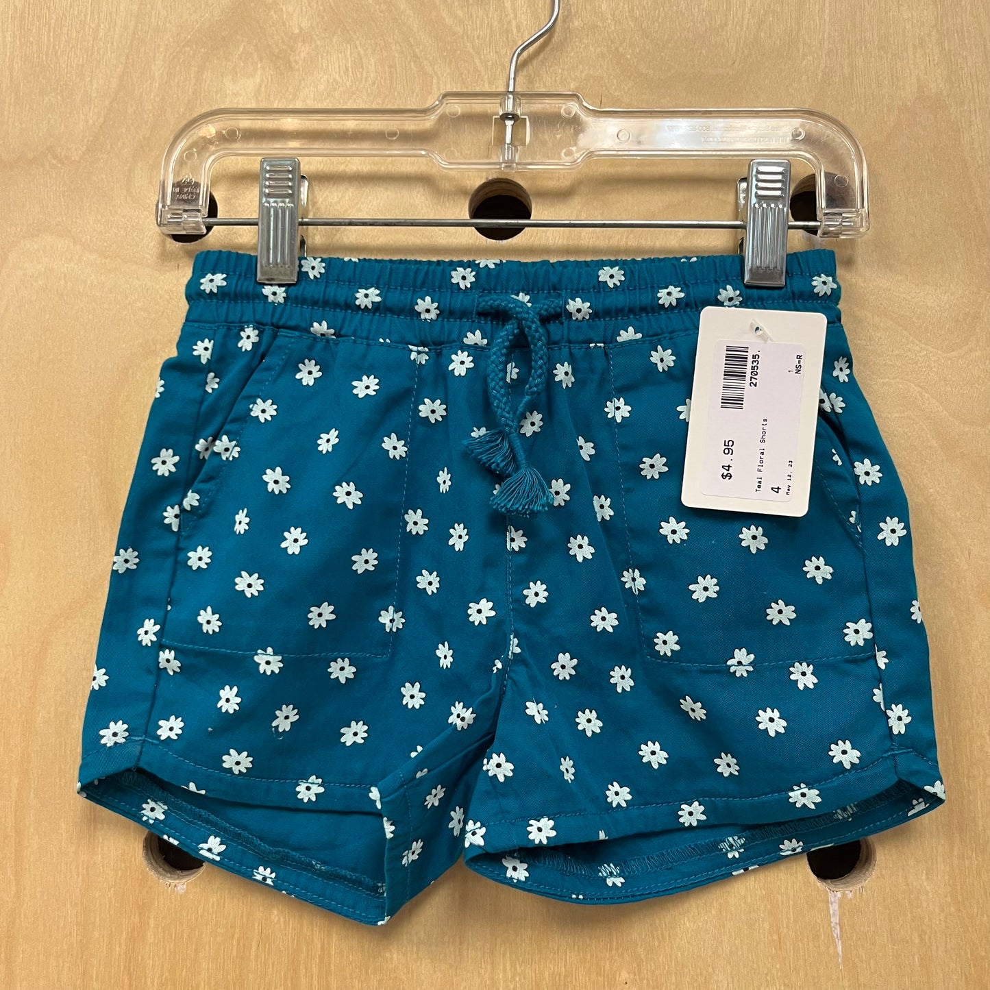 Teal Floral Shorts