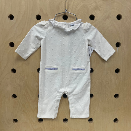 Cream & Lavender Textured Dot Romper