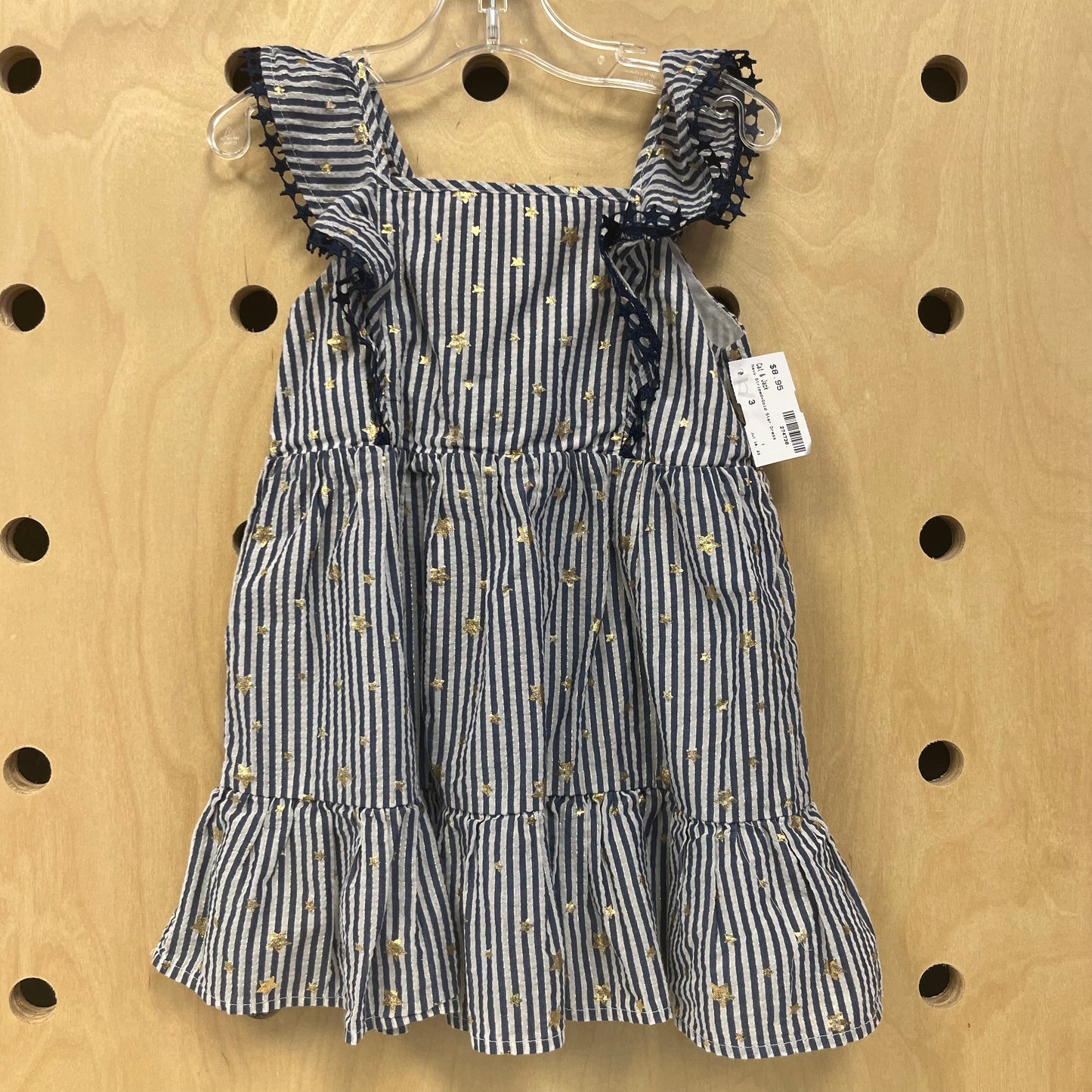 Navy Striped+Gold Star Dress