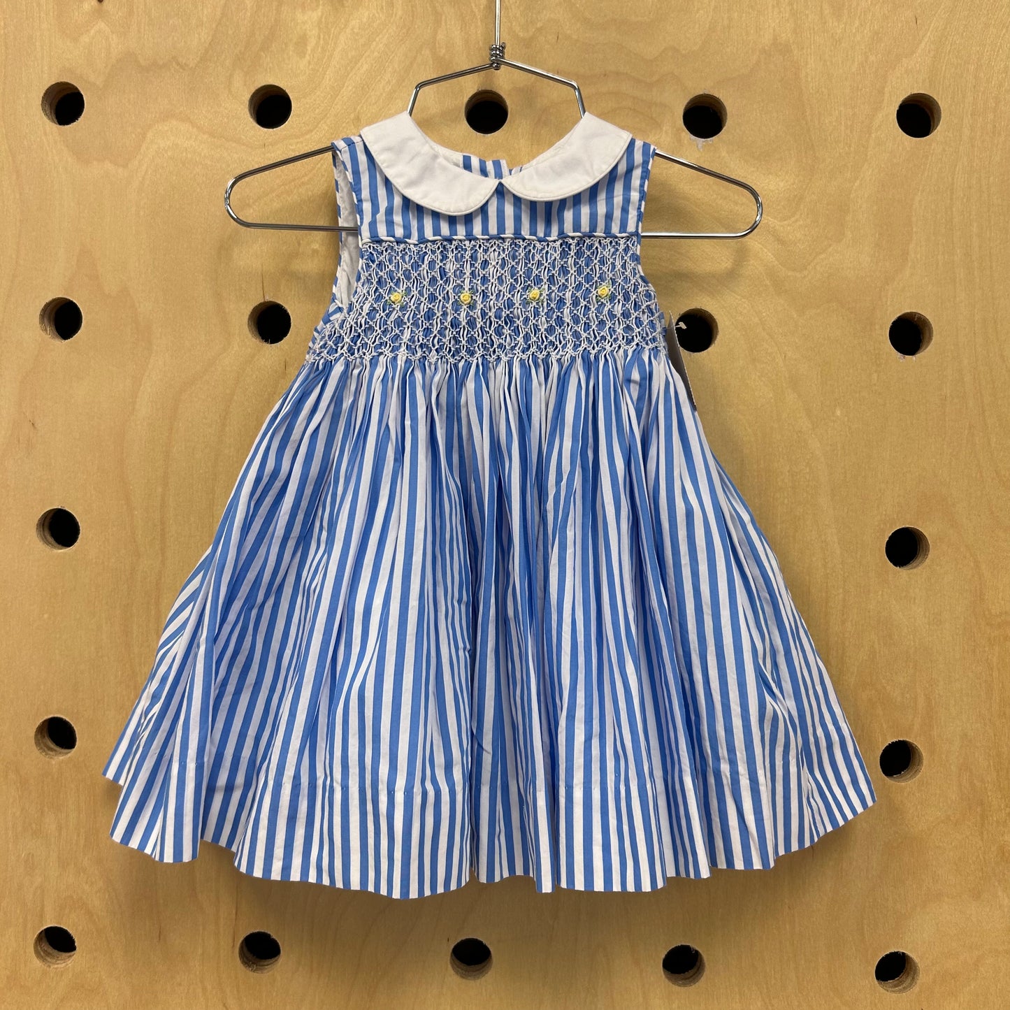 Blue & White Striped Collared Dress