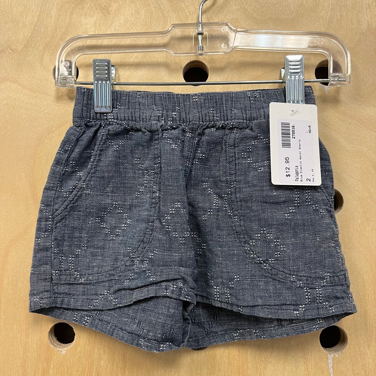 Blue Elastic Waist Shorts