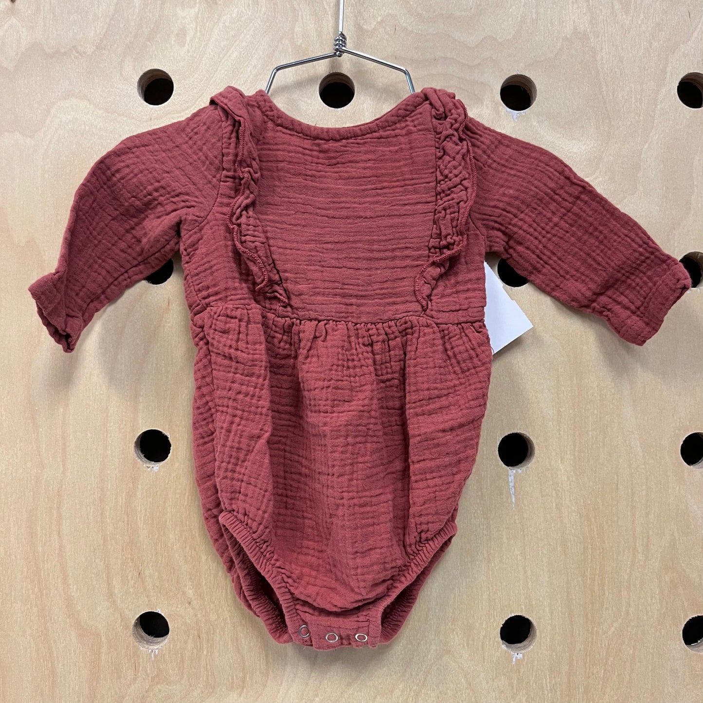 Terracotta Muslin Long Sleeve Onesie