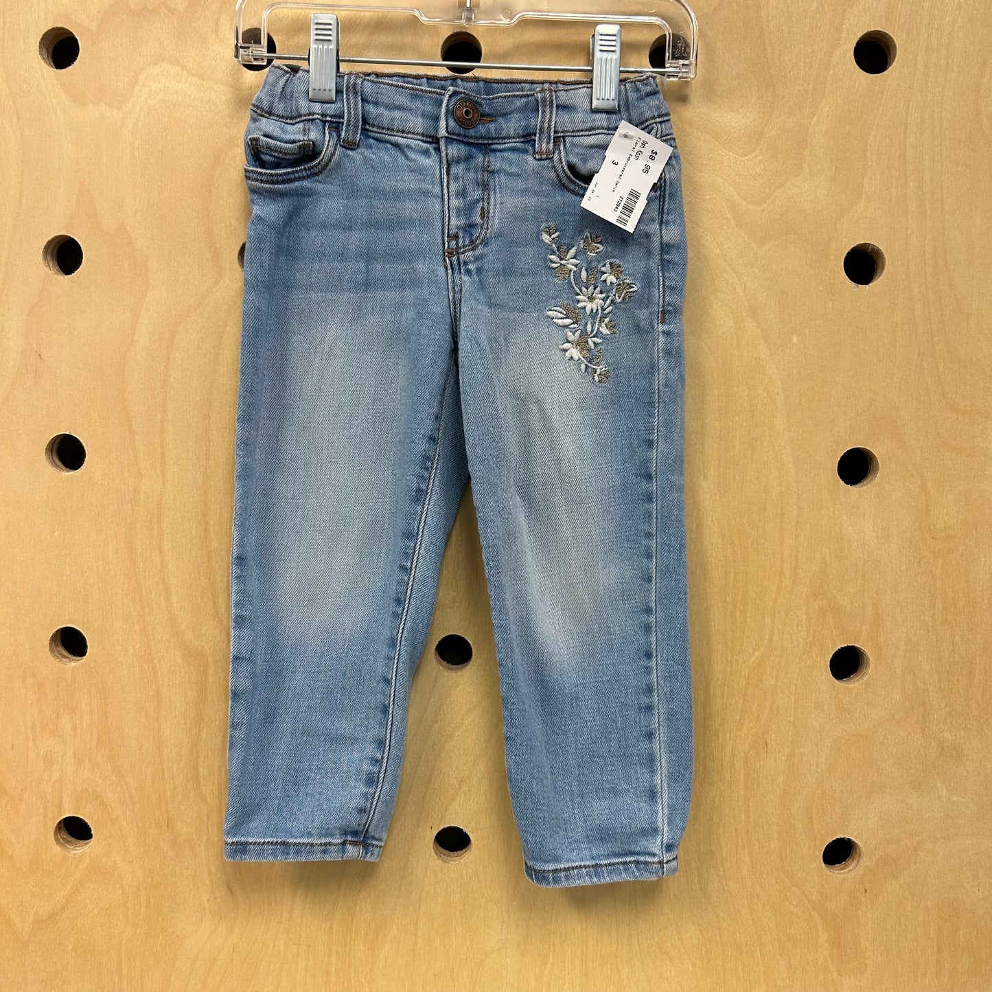 Floral Embroidered Denim