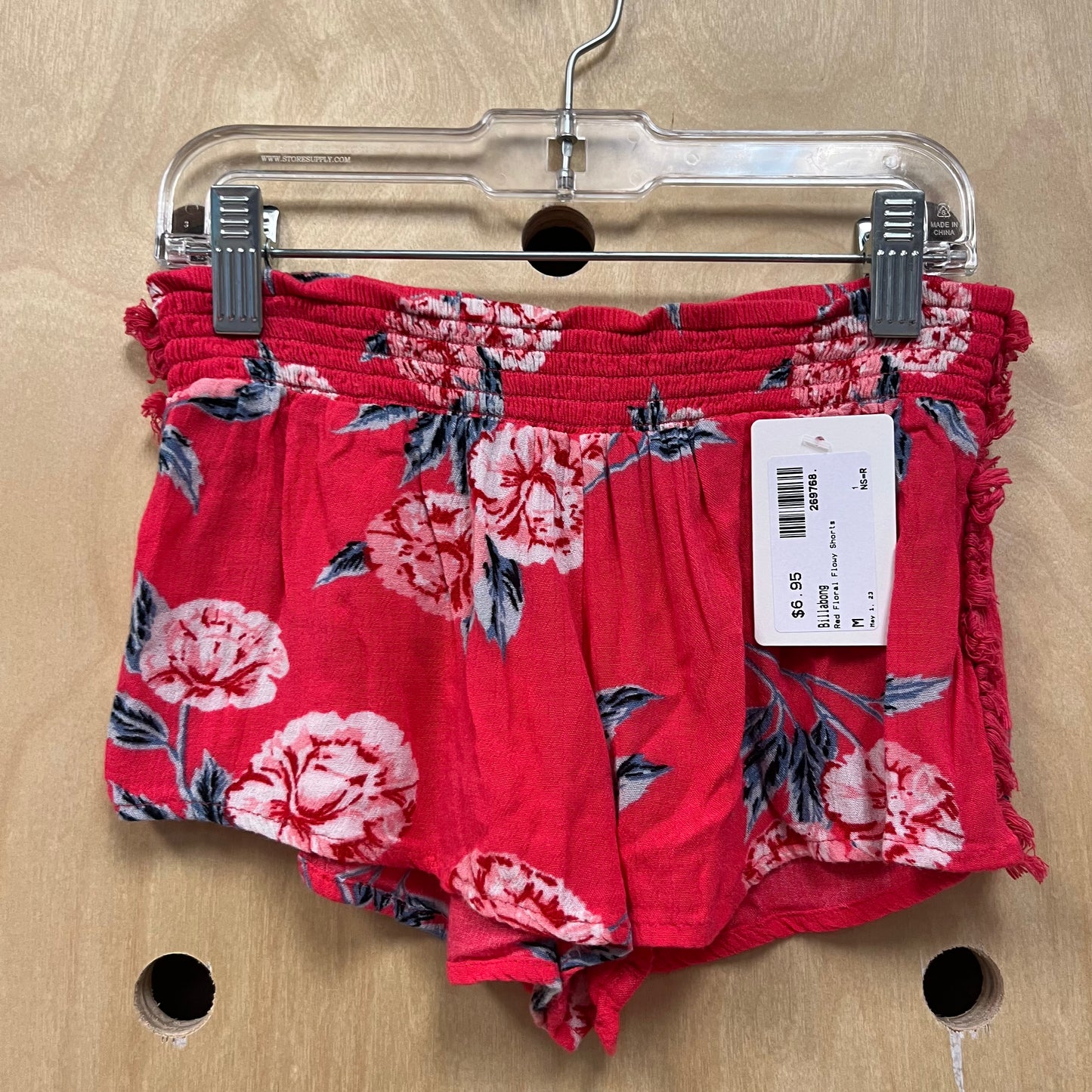 Red Floral Flowy Shorts