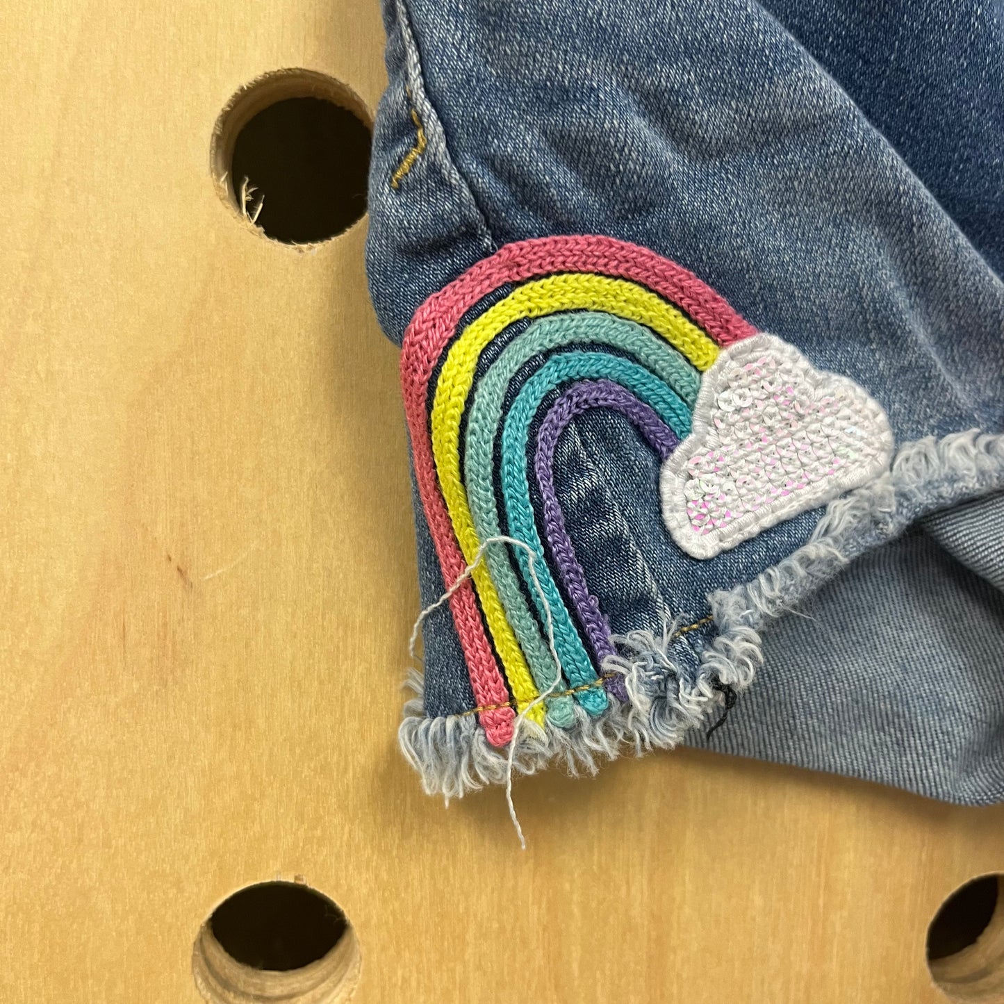 Rainbow Applique Stretch Denim Short